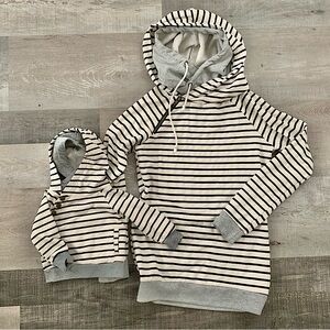AMPERSAND AVE Striped Black and White Hoodie Set